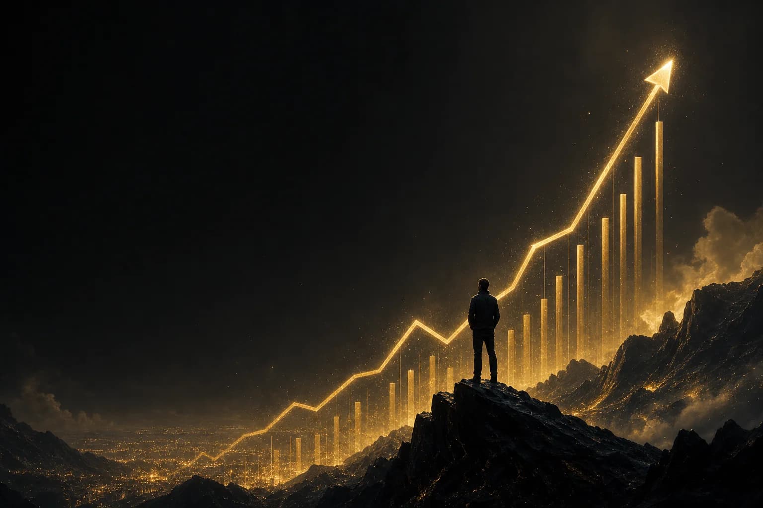 Founder looking toward a rising growth path
